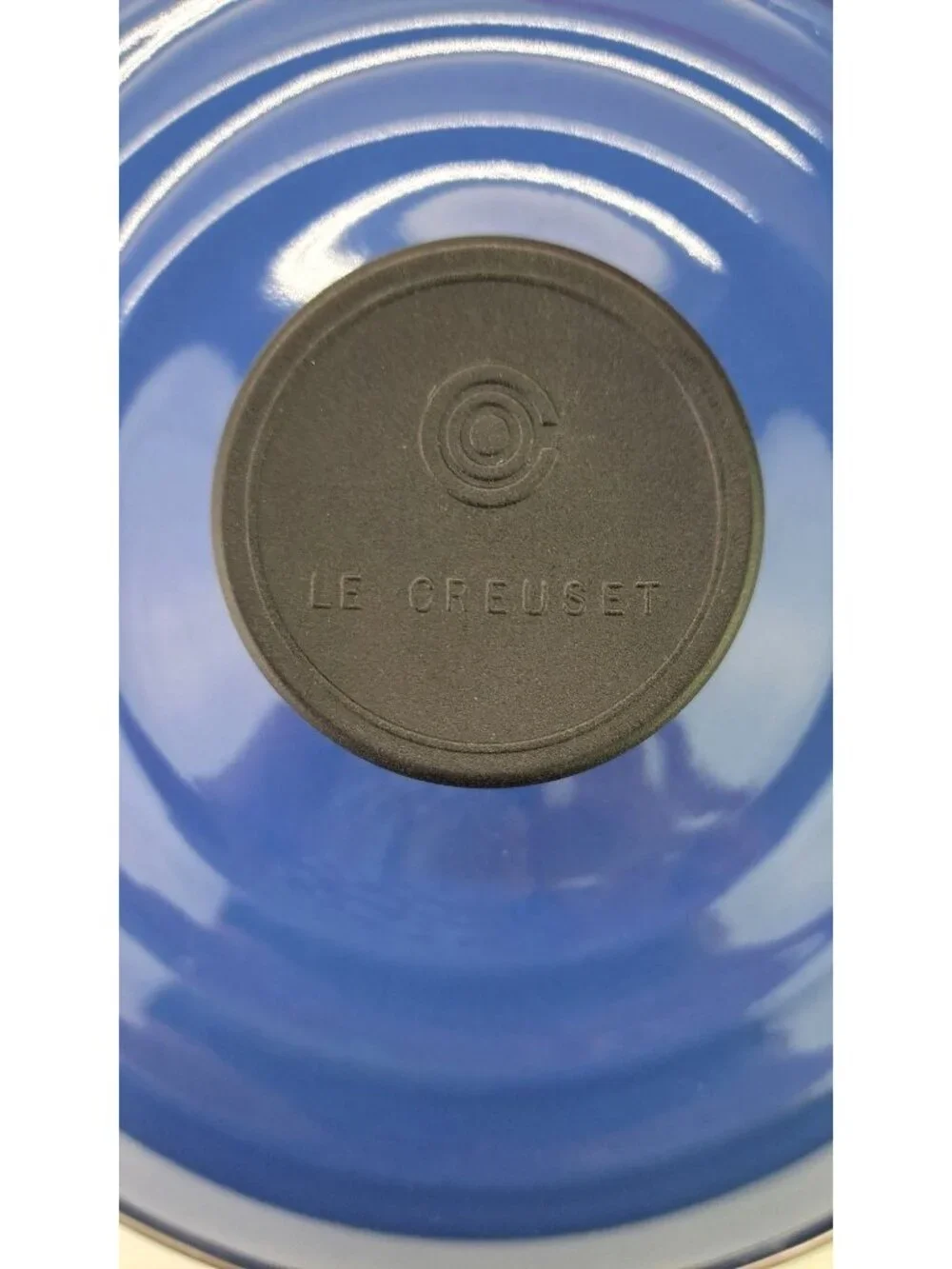 Le Creuset Round Dutch Oven Pot Lid Cast Iron Blue LID ONLY Replacement 9.3